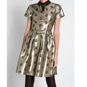 Modcloth Gold Skull Women’s Dress Size 6 NWOT